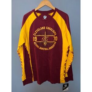 Hands High Cleveland Cavaliers NBA Long Sleeve Raglan Shirt Wine Gold Mens L NEW